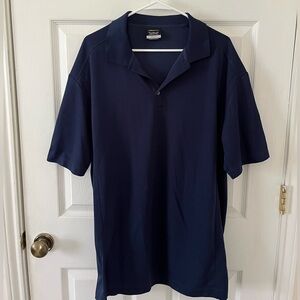 Nike Men's Navy Golf Polo Shirt Featuring Small Buc-ees Logo